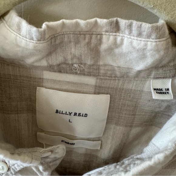 Billy Reid button front top size large standard fit checkered print - Picture 2 of 7